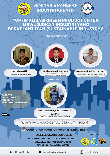 Seminar dan Pameran Industri Kreatif "Optimalisasi Green Product Untuk mewujudkan Industri Yang Berkelanjutan (Sustainable Industri)"